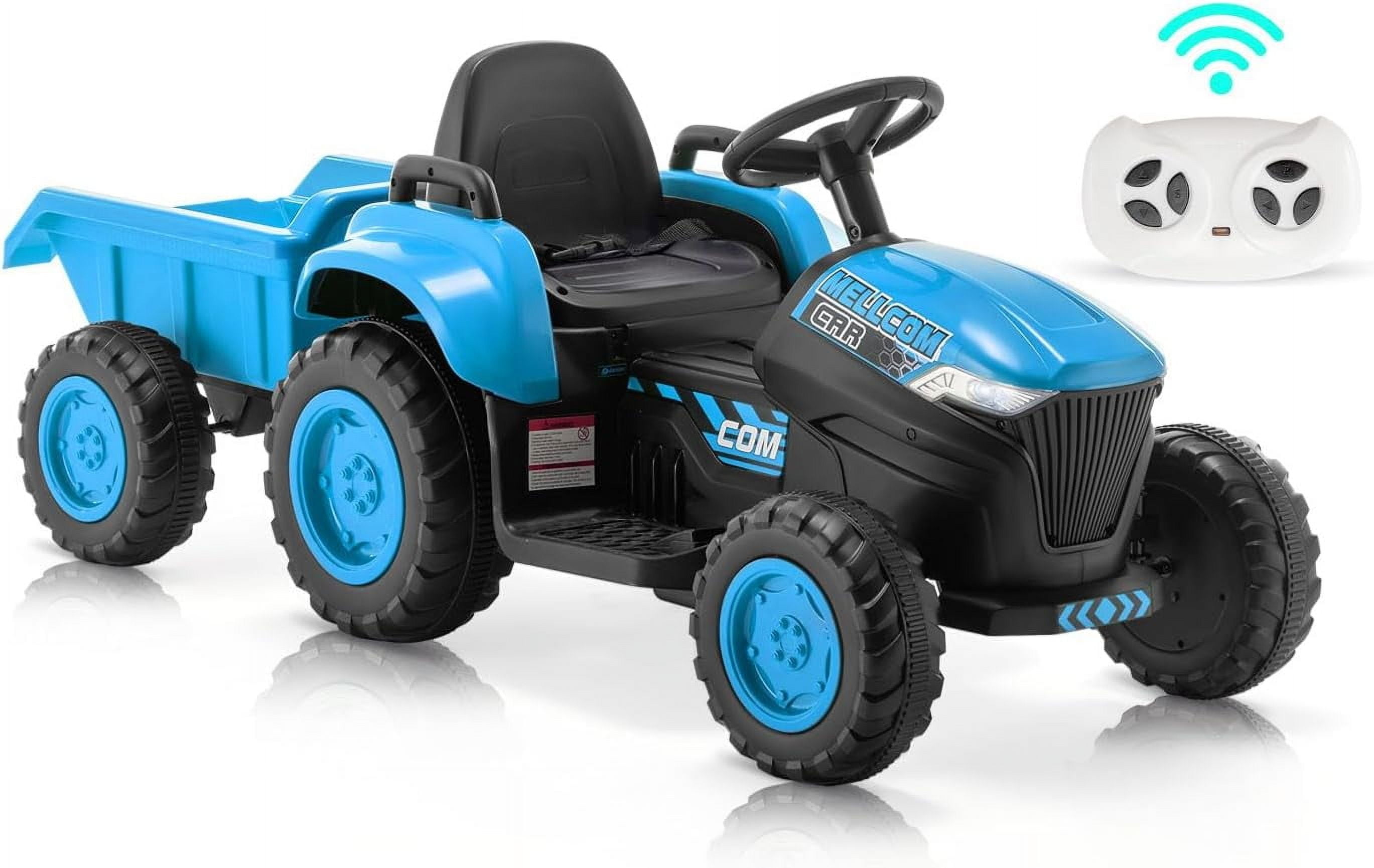 Blue 12V Kids Ride-On Tractor with Remote Control