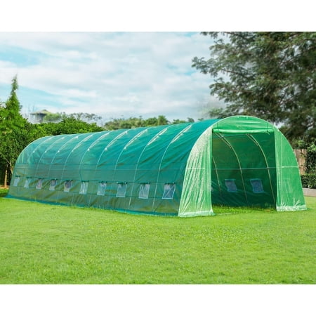 Erommy Large Walk-in Greenhouse, Portable Greenhouse with 2 Roll-up Zippered Doors&20 Screen Windows, Tunnel Garden Plant Green 40' x 12' x 7.5' -