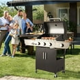 thumbnail image 1 of Erommy Outdoor Burner BBQ Propane Gas Grill - 58000 BTUs Stainless Steel Patio Barbecue Grill with Stove and Side Table White - Propane Gas, 1 of 5