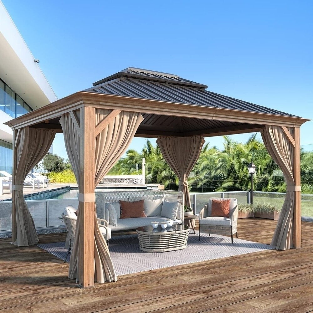 Erommy Outdoor Hardtop Gazebo with Galvanized Steel Double Roof & Aluminum Frame, Outdoor ...