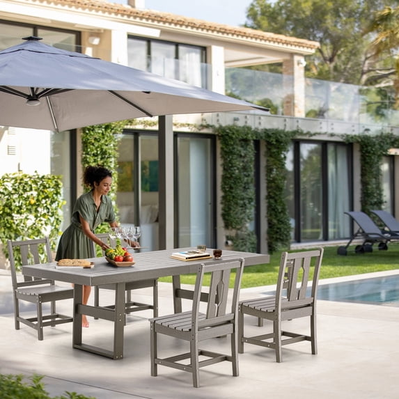 Erommy Outdoor Patio Dining Sets, Metal Frame Reinforcement for Backyard, Porch, Lawn, Party and Garden 5-Piece