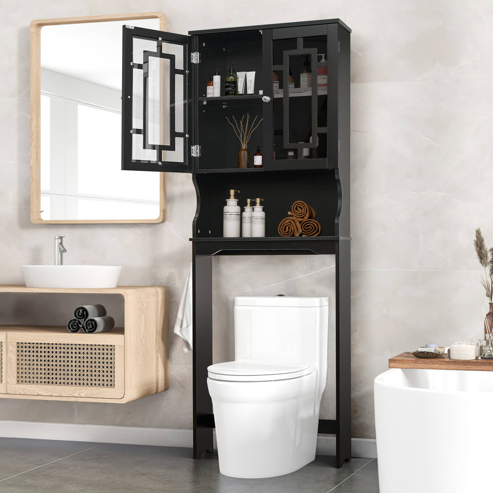 Mainstays Bathroom Storage over the Toilet Space Saver with Three Fixed Shelves, Espresso