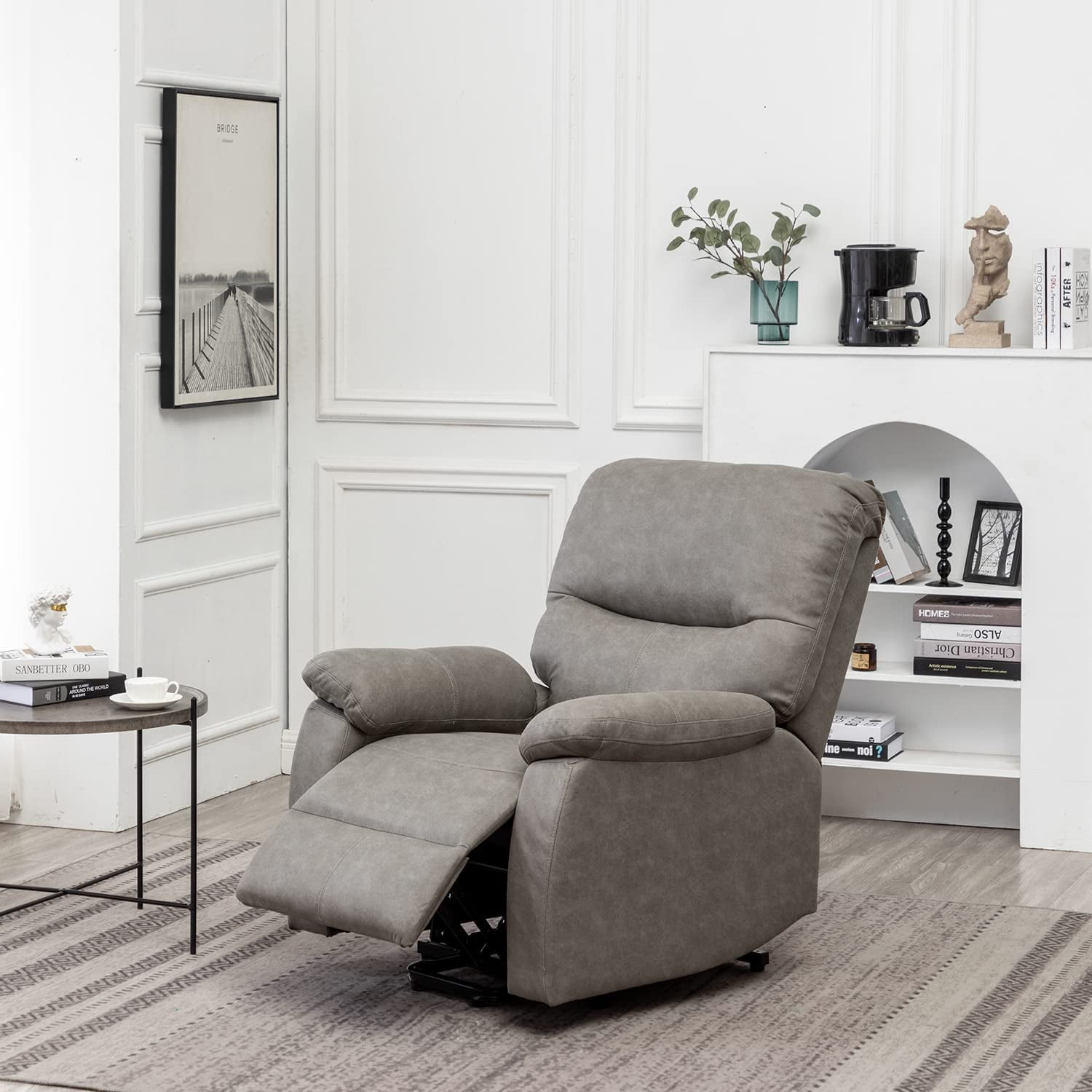 Erommy Power Lift Recliner Chair, Fabric Recliners with Vibration Massage and Heat, Electric