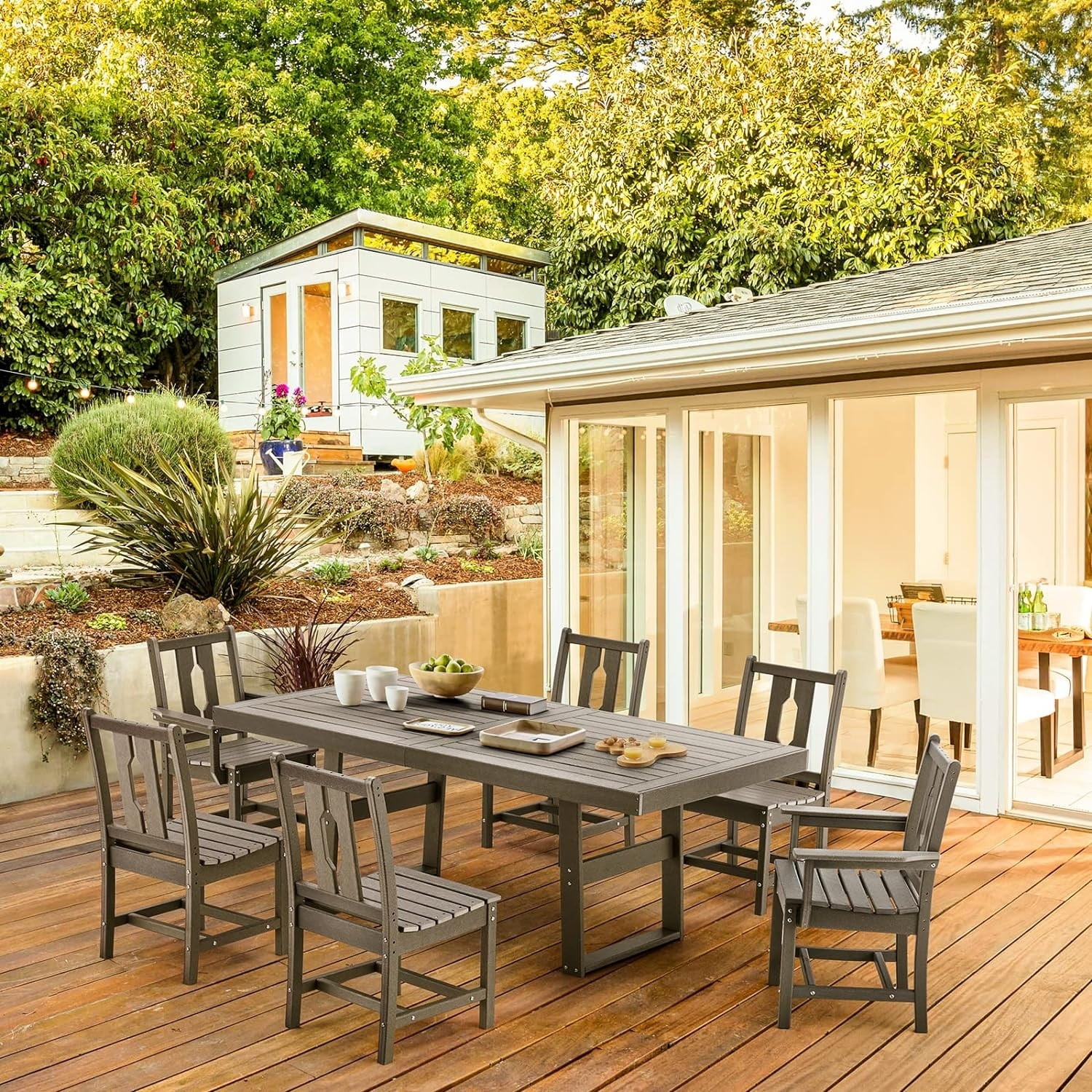 Erommy 78'' Gray Stainless Steel Outdoor Dining Table