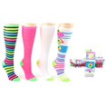 thumbnail image 1 of Eros 6045B-31233 Womens Knee High Novelty Socks - Assorted Neon Prints - Size 9-11 - 4 Pair per Pack - Case of 6, 1 of 1