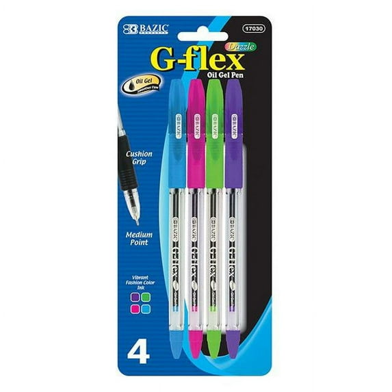 Eros ABC17030 4 Color G-Flex Oil-Gel Ink Pen with Cushion Grip - Pack of 24