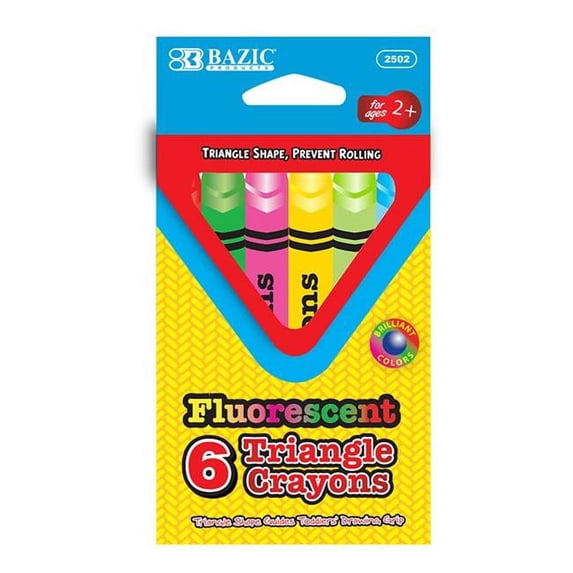 Eros ABC2502 6 Fluorescent Color Triangle Crayon - Pack of 24