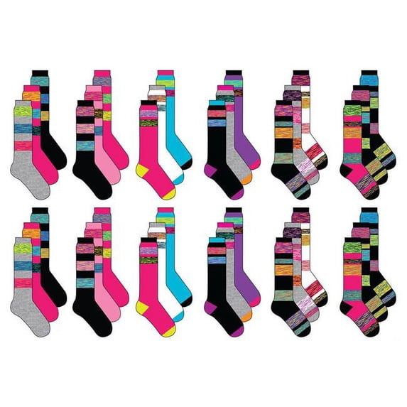 Eros G01-QFFK72203 Womens Knee High Novelty Socks, Space Dye Prints - 3 Pair Per Pack - Size 9-11 - Case of 60