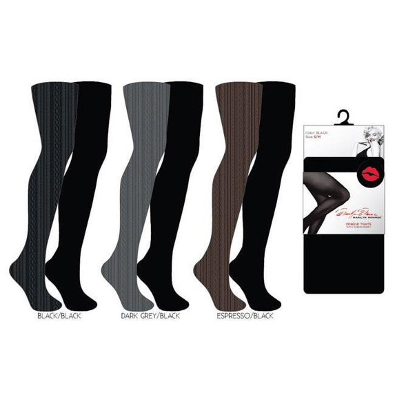 Eros G01-QMAFT2122-SM Marilyn Monroe Textured Opaque Footed Tights, Small & Medium - 2 Per Pack - Case of 24