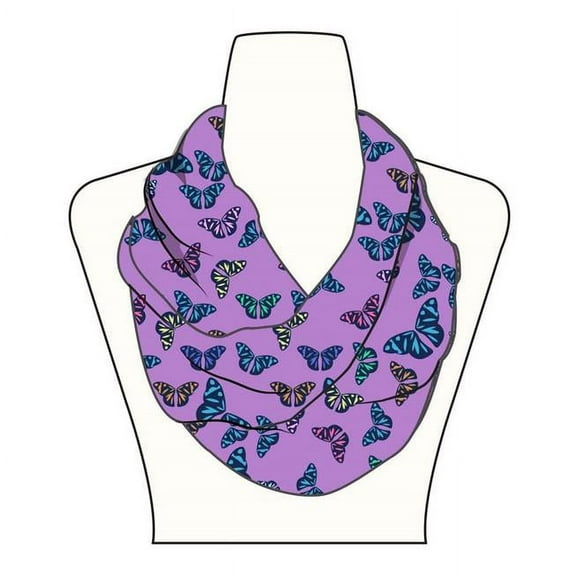 Eros G01-SCR2304G-NS-ASSRT Girls Butterfly Print Lightweight Infinity Scarves - Pack of 60