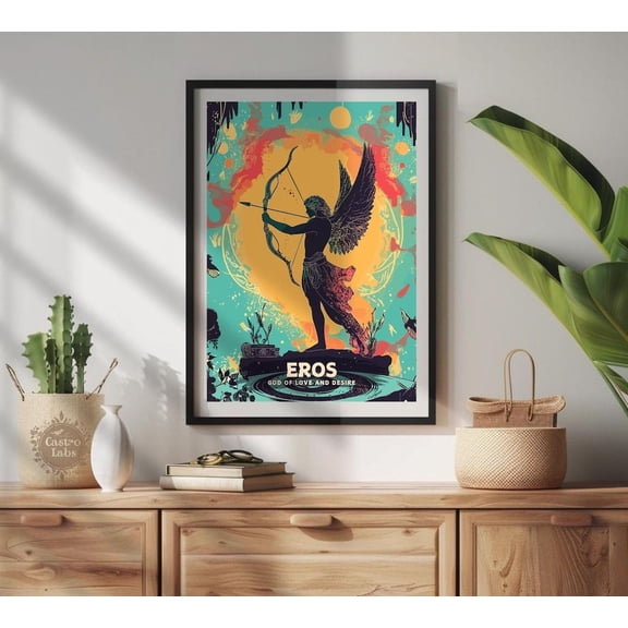 Eros God Poster: Greek Mythology Fine Art Print, Poster Only