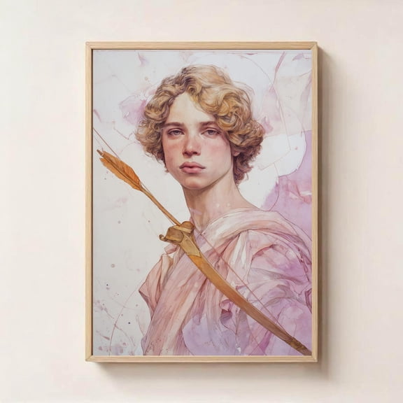 Eros Greek God of Love Portrait Mythology Spiritual Art Print, Stretched Canvas 12x16in