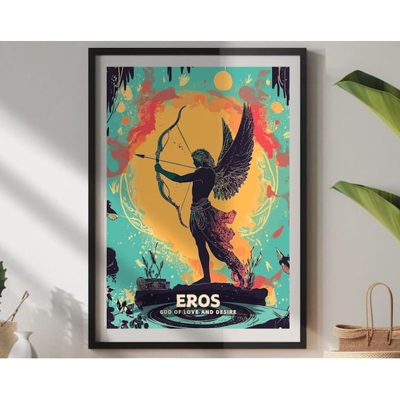 Eros Greek Mythology Wall Art Print, Unframed Paper Poster 8x10in