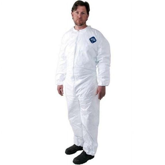 Eros MAJTVK-125-XL Tyvek Disposable Coveralls with Elastic Wrist & Ankle Cuffs, Extra Large - Case of 25