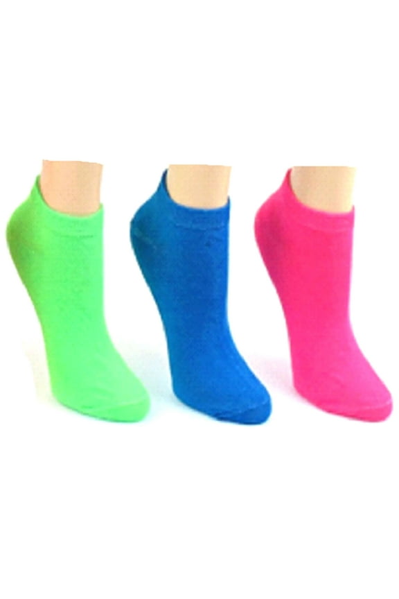 Women's Low Cut Neon Socks - 3pk - Green/Blue/Hot Pink (9-11)