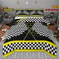thumbnail image 1 of Erosebrida Racing Flag Comforter Sets Twin Size, Neon Yellow Honeycomb Comforters & Duvets, Extreme Racing Car Sportsbedding Twin Comforter Set, Microfiber Room Decorative,2-Piece Reversible, 1 of 6