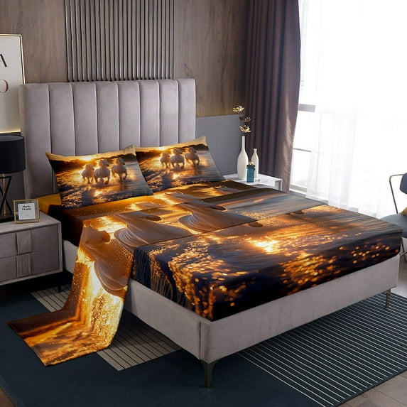 Erosebridal 3D Animal Twin Sheet Sets, Race Horse Bed Sheets Twin, Rustic Farmhouse Bedding Twin Size, Microfiber Room Decor, 3-Piece