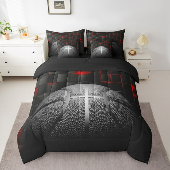 Erosebridal 3D Basketball Bedding King Size, Sport Player Bed in a Bag King size, Geometric Decor, Reversible 7 Pieces