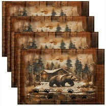 Erosebridal 3D Bear Place Mats Set of 4 for in Door Dinning, Rustic Farmhouse Table Place Mats for in Door Dining, Woodland Wildlife Decor