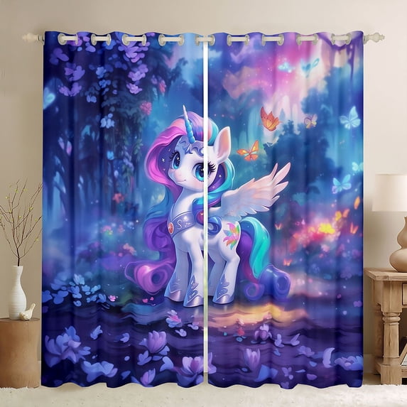 Erosebridal 3D Cartoon Unicorn Black Out Curtains For Kids,Cute Magic Animal Curtains Pack of 2 (42x63 Each)