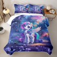 thumbnail image 1 of Erosebridal 3D Cartoon Unicorn Quilt King For Kids,Cute Magic Animal King Coverlet Set,3-Piece, 1 of 7