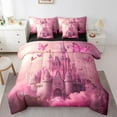thumbnail image 1 of Erosebridal 3D Castle Bed in a Bag, Cherry Bloosoms Bed Set, Cartoon Butterfly Reversible Comforter Sets, Microfiber Room Decor, 7 Pieces, 1 of 6