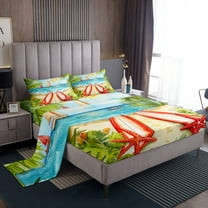 Erosebridal Sea Surfing Starfish Sheet Set Twin,Ocean Beach Bedding Sets Twin Size,Teenager Bedroom Decor,Breathable,3pcs