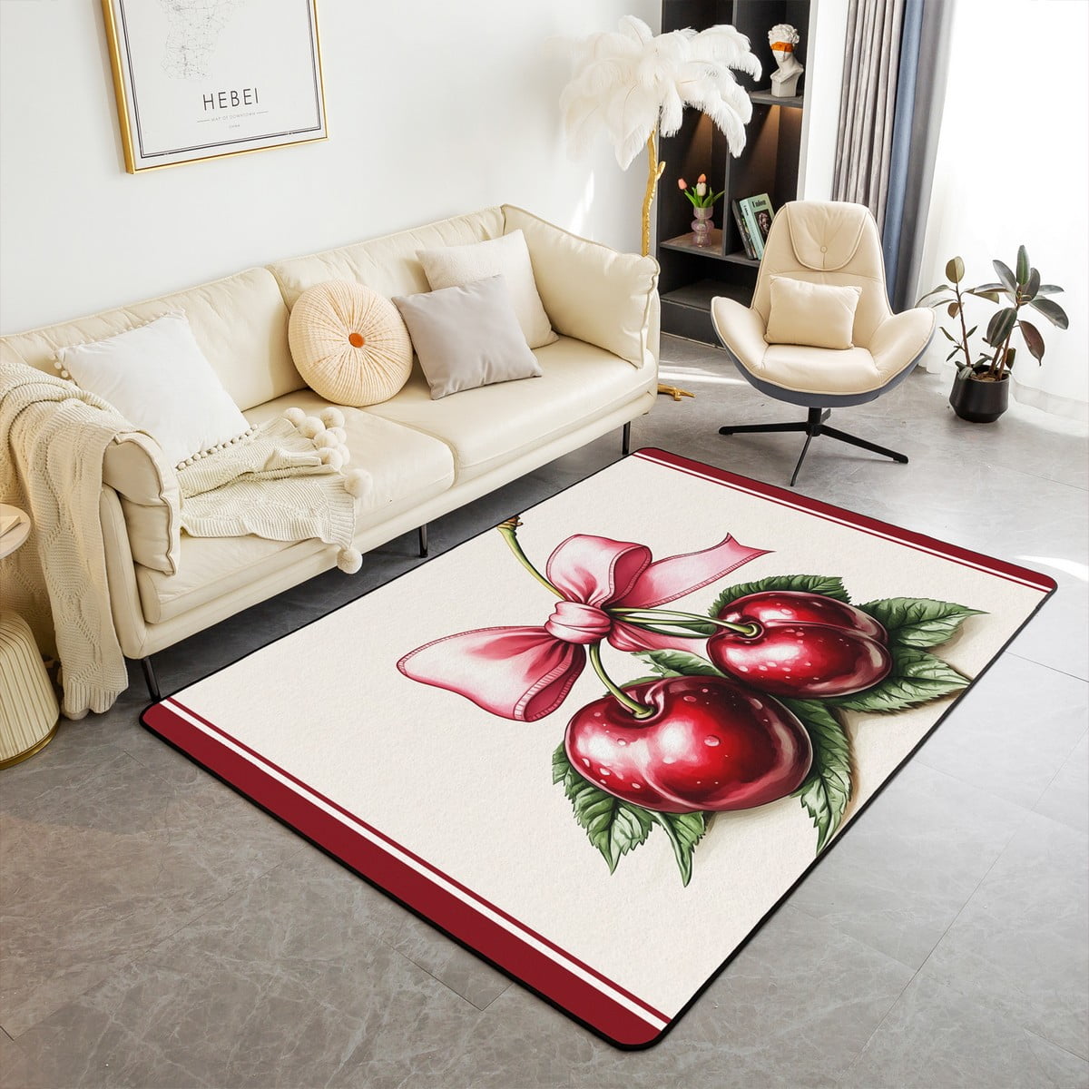 Erosebridal 3D Cherry Bedroom Carpet 4'11