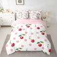 thumbnail image 1 of Erosebridal 3D Cherry Print Bedding Sets Twin Size, Pink Blossoms Comforter Sets with Sheets, Cartoon Theme Decor, Reversible 7pcs, 1 of 5