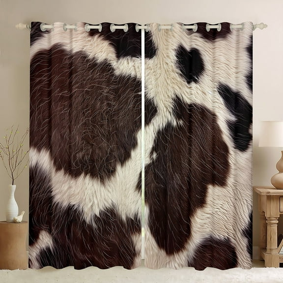Erosebridal 3D Cow Print Curtains Pack of 2 (42x84), Rustic Animal 30%-50% Black Out Curtains, Farmhouse Decor