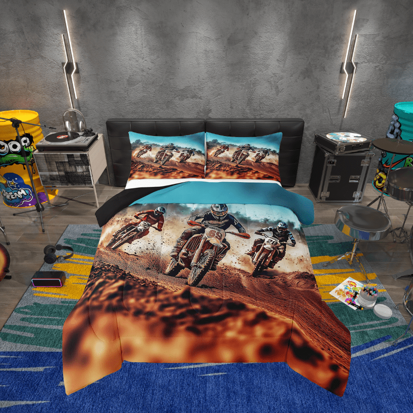 Erosebridal 3D Dirt Bike Bedding Full Comforter Set, Motocross ...