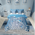 thumbnail image 1 of Erosebridal 3D Dolphin Bedding Twin Size, Glitter Diamond Bed in a Bag Twin size, Ocean Animal Reversible Bed Set, Lightweight Room Decoration, 7pcs, 1 of 6