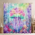 thumbnail image 1 of Erosebridal Cartoon Jellyfish Curtains for Living Room,Green Purple 30%-50% Blackout Curtains Set of 2 (38x45),Ocean Theme Decor, 1 of 6