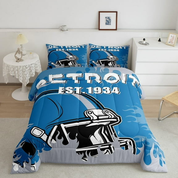 Erosebridal 3D Football Helmet Bedding Sets Twin with Comforter, Rugby Sports Duvet Insert, Soccer Lovers Decor, 2pcs