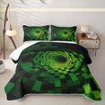 thumbnail image 1 of Erosebridal 3D Green Grid Twin Quilt Set for Boys Men, Abstract Square Print Twin Coverlet Set, 2 Pieces, 1 of 7