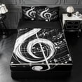 thumbnail image 1 of Erosebridal 3D Music Note Print Zipper Full Size Comforter Sets with Fitted Sheet and 2 Pillowcases,Musical Themed Zipper Bedding Set For Girls,Black Reversible,4 Pieces, 1 of 7