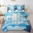thumbnail image 1 of Erosebridal 3D Ocean Wave Bedding Sets King Size, Marine Sea Theme Comforter Sets with Sheets, Blue Seaside Bedroom Decor, Reversible 7 Pieces, 1 of 4