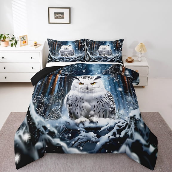 Erosebridal 3D Owl Bedding Queen Comforter Set, Wild Bird Animal Duvet Insert, Reversible, Soft 3-Piece