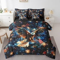 Erosebridal 3D Owl Bedding Sets Twin Size, US Flag Comforter Sets with Sheets, Fourth of July Reversible Bed Set, Lightweight Room Decorative, 7 Pieces