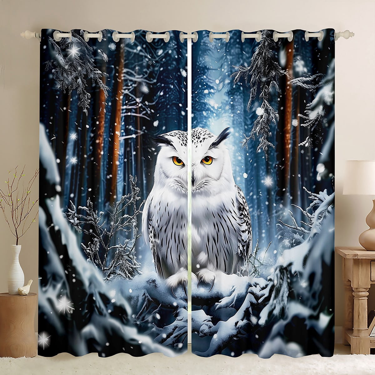 Erosebridal 3D Owl Curtains and Drapes (52x63), Wild Bird Animal 30%-50 ...