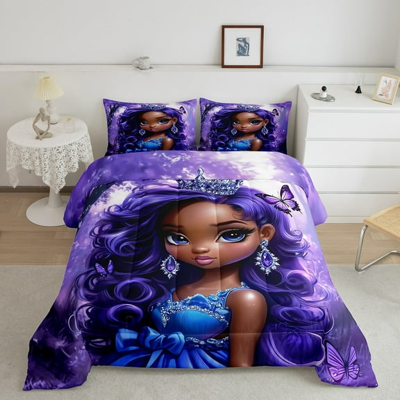 Erosebridal 3D Princess Comforter Sets Full Size, Mystic Butterfly Comforters & Duvets, Dreamy Cartoon Decor, Breathable 3pcs