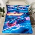 thumbnail image 1 of Erosebridal 3D Racing Car Fitted Sheet Set Twin, Neon Sports Car Fitted Sheet Twin, Modern Gaming Decor, 2pcs（No Top Sheet）, 1 of 6