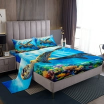 Erosebridal 3D Sea Turtle Twin Sheet Sets, Underwater World Bed Sheets Twin, Marine Coral Bedding Twin Size, Super Cozy Room Decor, 3 Pieces