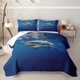 thumbnail image 1 of Erosebridal 3D Shark Print Bed Spread Queen for Boys Girls, Marine Wildlife Queen Coverlet Set, 3pcs, 1 of 7
