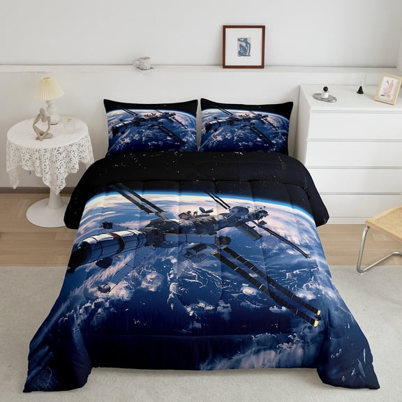 Erosebridal 3D Shuttle Bedding Twin Comforter Set, Space Adventure Down Comforter, Outer Space Reversible Comforters & Duvets, Breathable Bedroom Decor, 2 Pieces