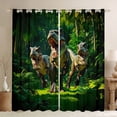thumbnail image 1 of Erosebridal 3D Tyrannosaurus Rex Curtains Pack of 2 (42x84 Each) for Kids, Green Jungle Leaves Curtains Blackout, 1 of 6