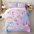 thumbnail image 1 of Erosebridal 3D Unicorn Animal Quilt Full,Kawaii Rainbow Ice Cream Print Full Bedspread Sets For Kids,3pcs, 1 of 7