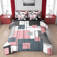 thumbnail image 1 of Erosebridal 7 Piece Black White Grey Pink Queen Bedding Set With Sheets Geometric Square Comforter Set Women Bluish Gray Geometry Grid Bed In A Bag Modern Abstract Lines Bed Set, 1 of 5