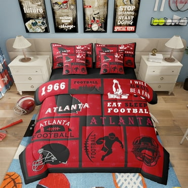 Erosebridal 7 Pieces Bed in a Bag Twin Bedding Set with Sheets,Football Comforter Sets for All Season,1 Comforter, 2 Cushion Cases, 1 Flat Sheet, 1 Fitted Sheet, 2 Pillowcases