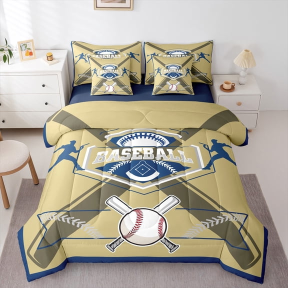 Erosebridal 7 Pieces Bed in a Bag Twin Comforter Set Sheets,Baseball Player Design Bedding Sets for All Season (1 Comforter, 2 Pillow Shams, 1 Flat Sheet, 1 Fitted Sheet, 2 Pillowcases),San Diego